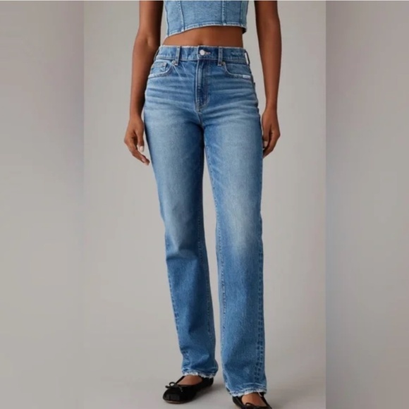 American Eagle Outfitters Denim - AMERICAN EAGLE Medium Wash High-Rise Stretch Slim Straight Jeans Size 6 Long